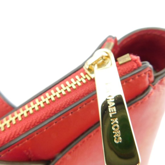 MICHAEL KORS MK Logo Dark Red Saffiano Leather Satchel Tote Shopper Shoulder Bag - Picture 4 of 10